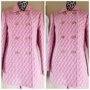 Coach Pink Tweed Coat Size 6 with Garment Bag